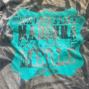 Graphic Tee with Blue and Gray Design